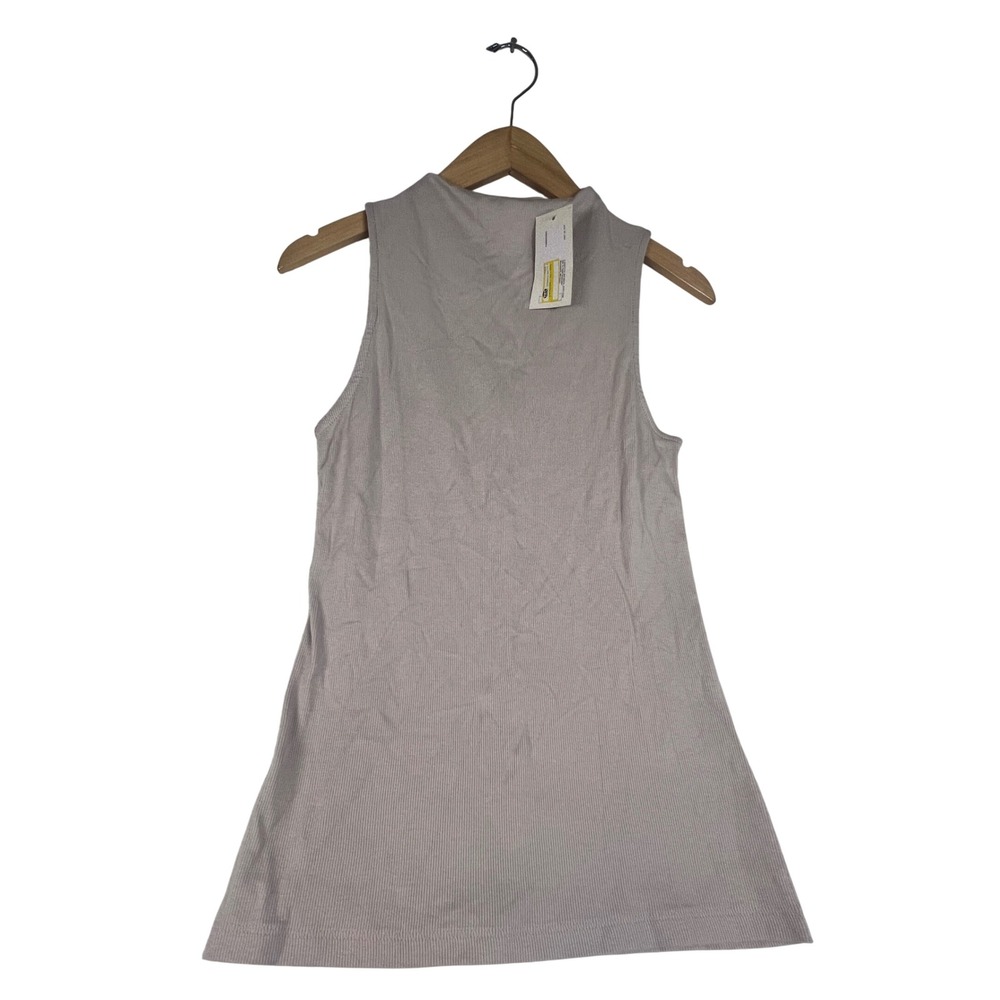 A New Day Womens Ribbed Mock Neck Sleeveless Tank Top Taupe Small NWT